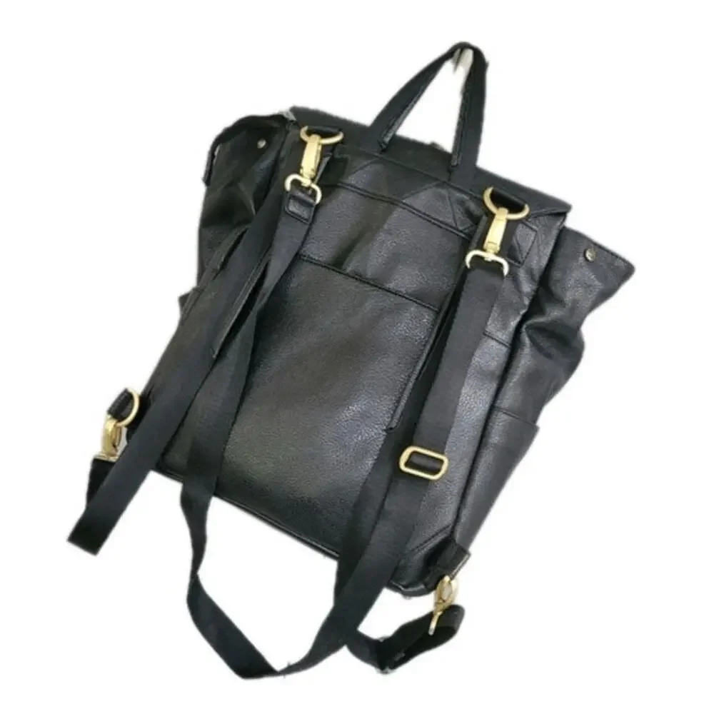 Freshly Picked Classic Diaper Bag Backpack Black Vegan Leather Large‎